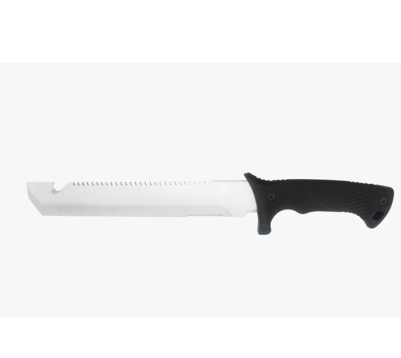 S1020 Multi-function Outdoor Survival Fixed Blade Knife, Serrated Edge with Bottle Opener, Black Non