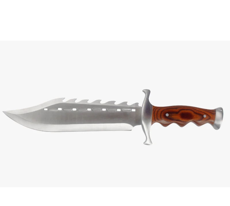 S1016 Stainless Steel Sawback Blade Hunting Knife with Pakkawood Handle