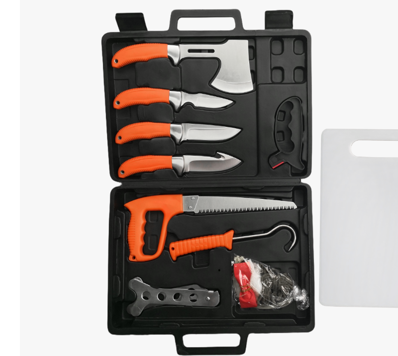FKS30-14 11-Piece Professional Hunting & Camping Tool Set with Hard Case & Cutting Board, Outdoor Su