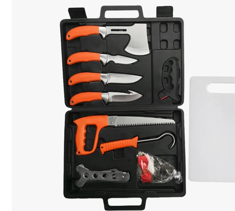 FKS30-14 11-Piece Professional Hunting & Camping Tool Set with Hard Case & Cutting Board, Outdoor Su