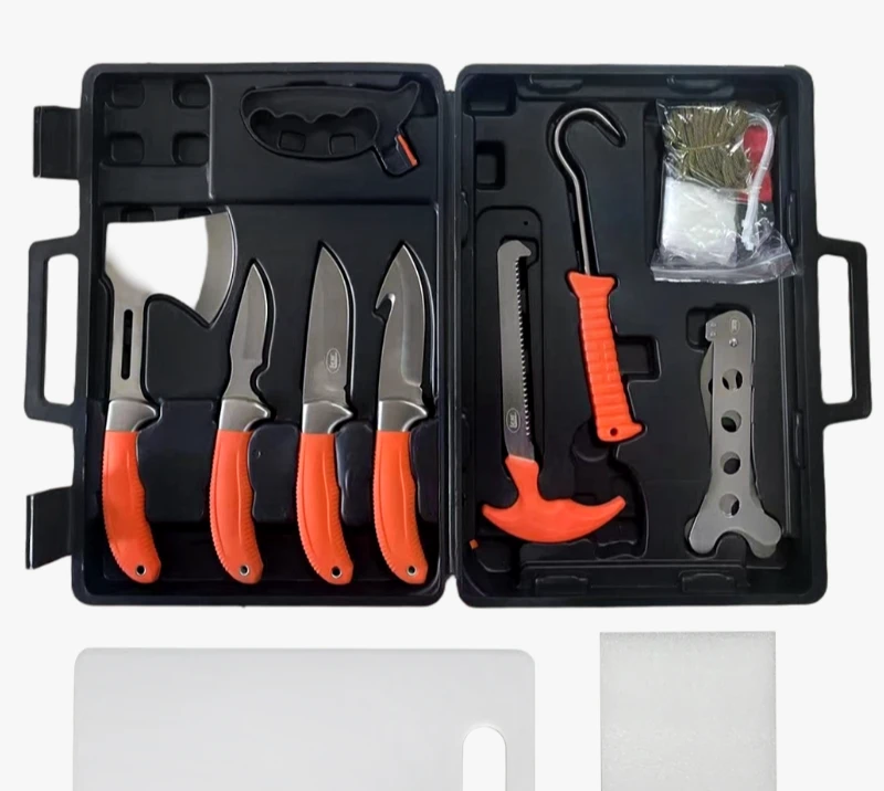 FKS30-14D 12-Piece Professional Hunting & Camping Tool Set with Hard Case & Cutting Board, Outdoor S