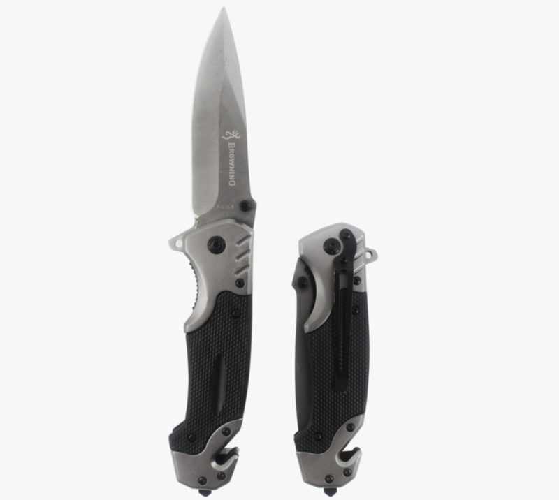 S2032 Tactical Folding Knife, Stainless Steel EDC Pocket Knife with Glass Breaker & Clip