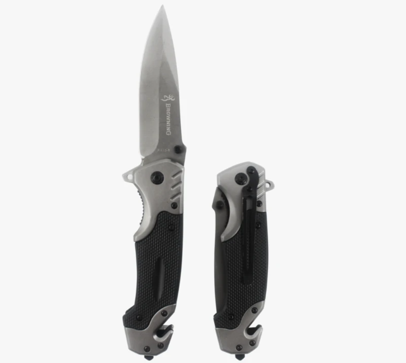 S2032 Tactical Folding Knife, Stainless Steel EDC Pocket Knife with Glass Breaker & Clip