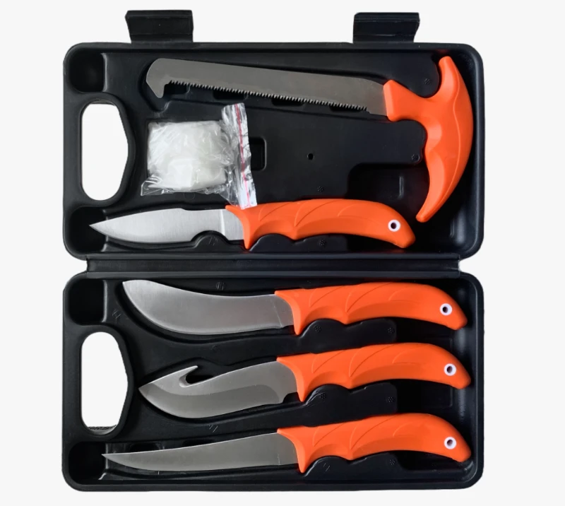 FKS33-07  7PCS Fishing Hunting Knife Set with Hard Case, Fillet Knives Saw Outdoor Survival Kit