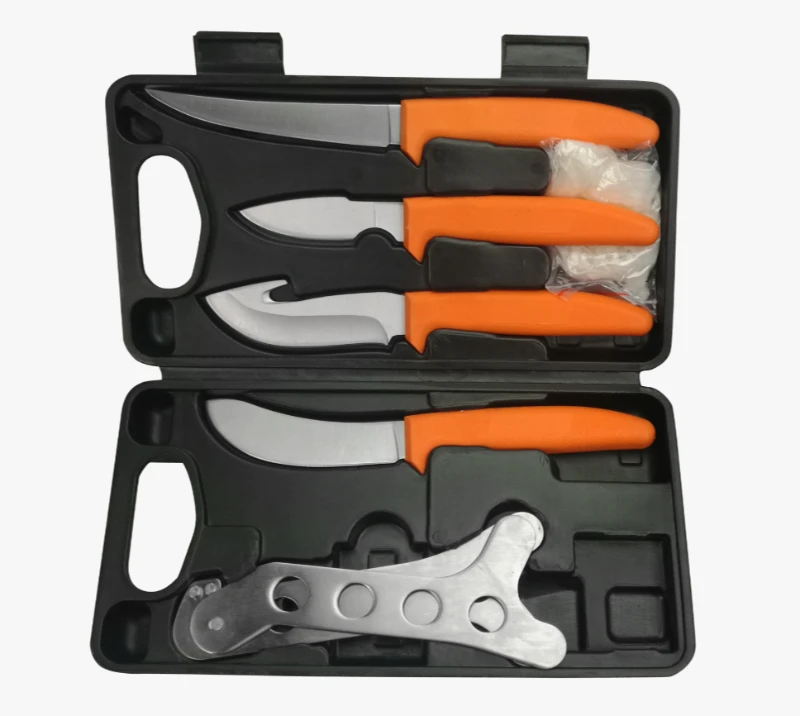 FKS26-08A 8PC Outdoor Fishing Fillet Knife Set with Hard Case, Stainless Steel Blades, Plastic Handl