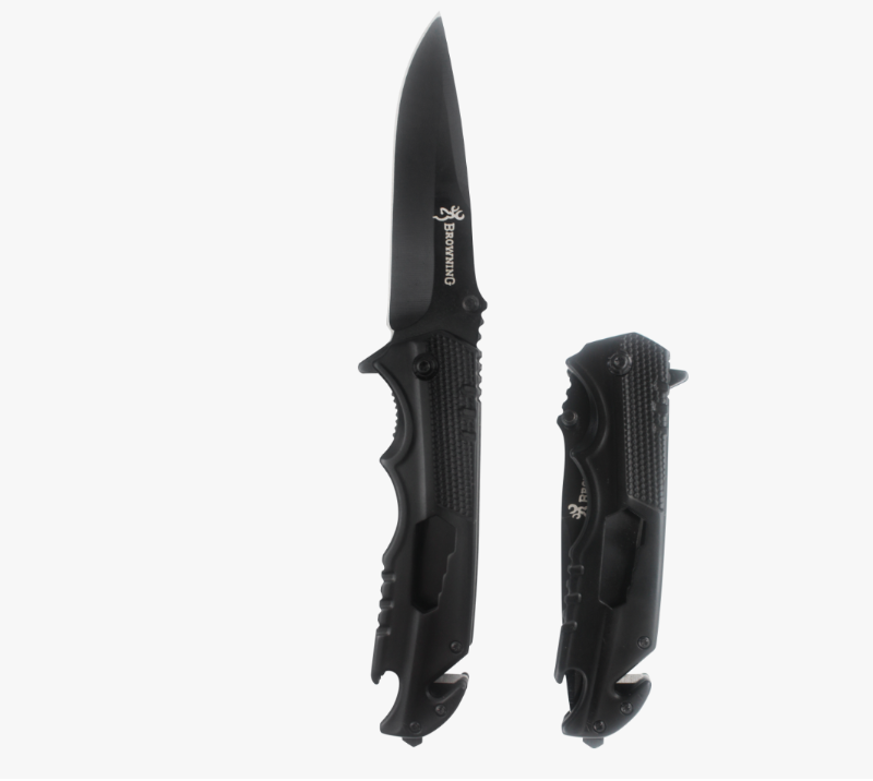 S2028 Tactical Folding Knife, Black Coated Stainless Steel EDC Pocket Knife with Clip