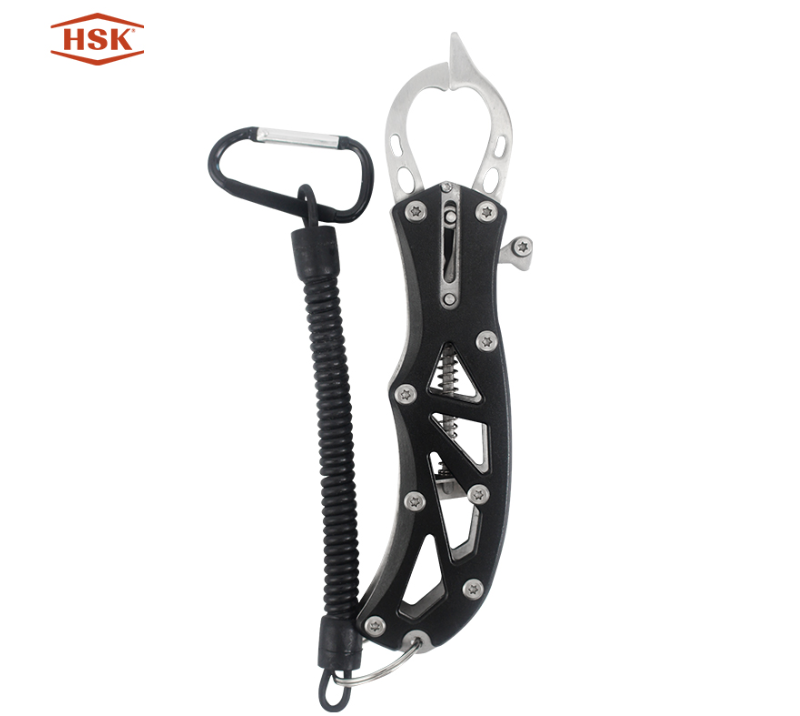 KA81 Hollow Aluminum Alloy Fish Gripper with Safety Lanyard, Stainless Steel Fish Lip Grip Plier, Po