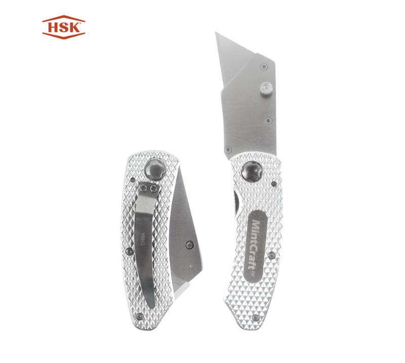 K103 All-Metal Textured Folding Utility Knife