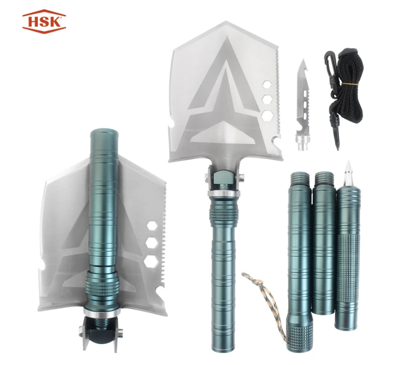 S02340 Multi-Function Tactical Entrenching Tool, 16-in-1 Survival Shovel with Serrated Edge, Knife,