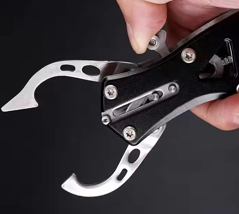 KA81 Hollow Aluminum Alloy Fish Gripper with Safety Lanyard, Stainless Steel Fish Lip Grip Plier, Po