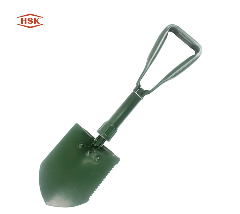 S0234 Amy Green Folding Entrenching Tool, Carbon Steel Military Shovel with Serrated Edge, Portable