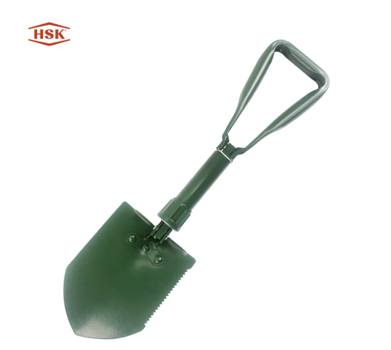 S0234 Amy Green Folding Entrenching Tool, Carbon Steel Military Shovel with Serrated Edge, Portable