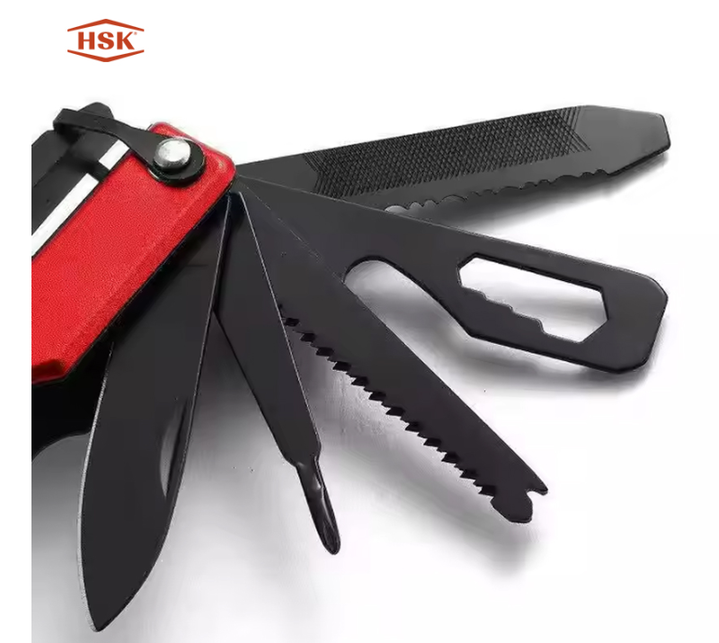 S02137 Red & Black Multi-Tool Hammer, Outdoor Camping Survival Multitool with Axe Knife Pliers