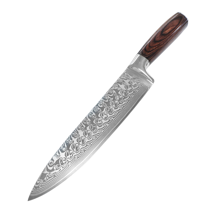 Three-piece Damascus steel knife set in a high-end and exquisite gift wooden box.