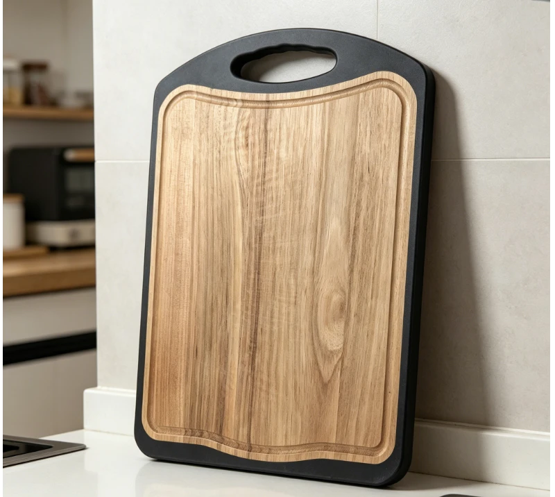 JH3329 rubber-plastic composite along with acacia wood+430 steel Cutting Board/Chopping Board