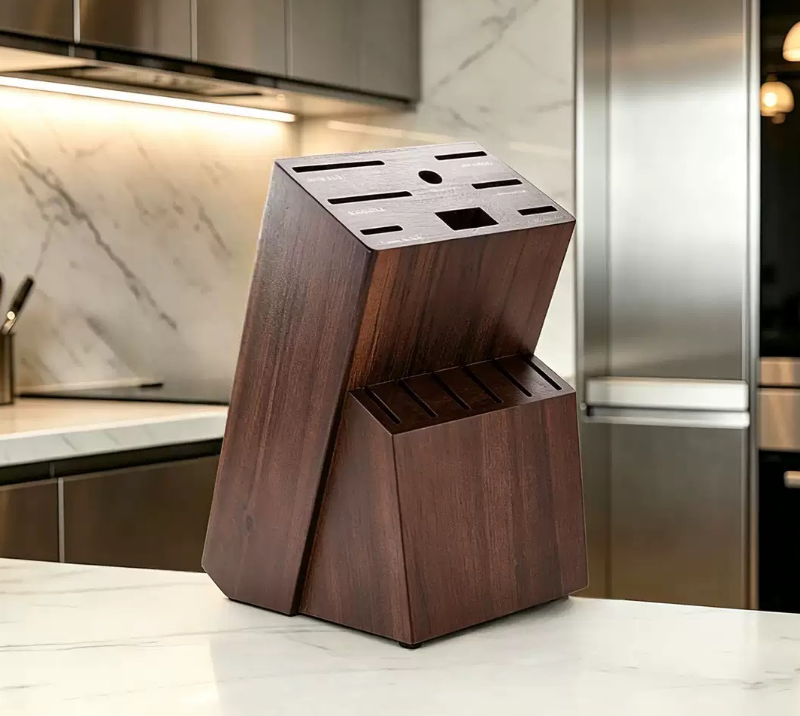 Acacia Wood Knife Block without Knives, Universal Knife Holder Holding Multiple Types of Knives