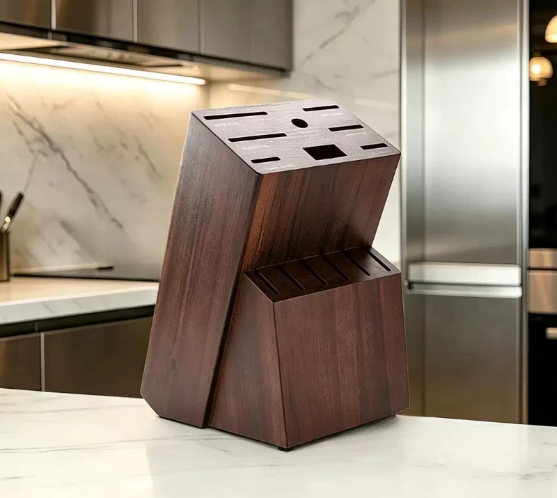 Acacia Wood Knife Block without Knives, Universal Knife Holder Holding Multiple Types of Knives