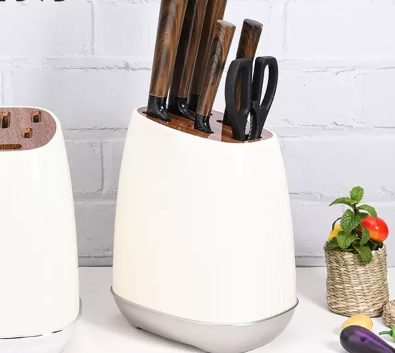 New Knife Block Holder without Knives, Universal Kitchen Storage Stand with Wavy Slots to Protect Bl
