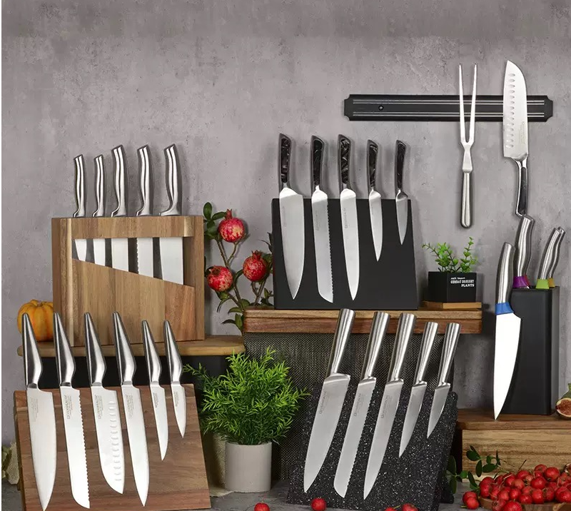 Magnetic Knife Holder - Black Wooden Double Sided Magnetic Knife Block