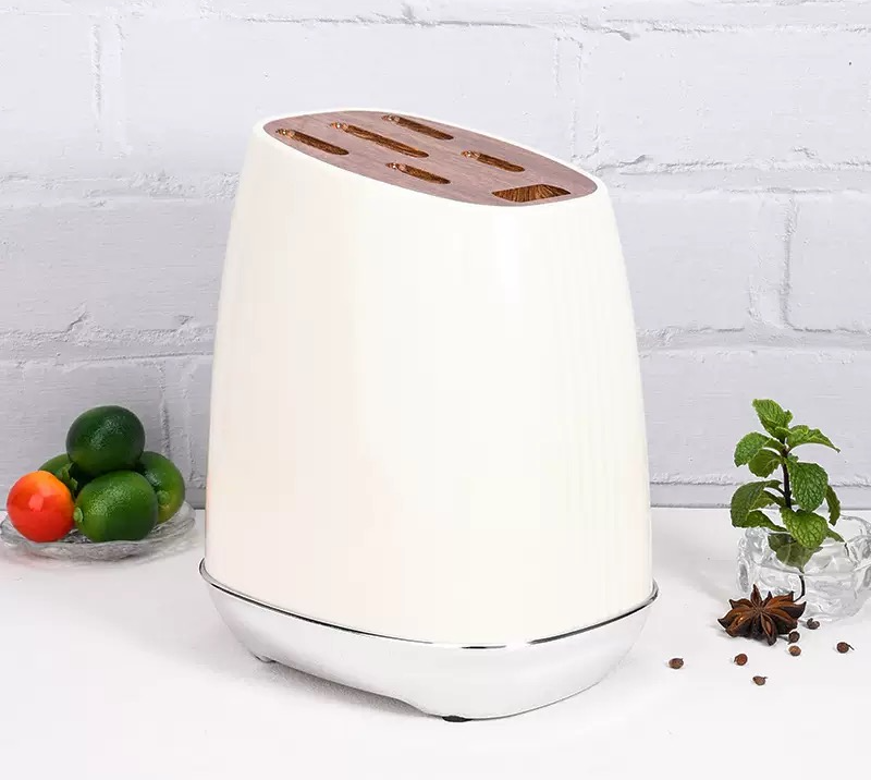 New Knife Block Holder without Knives, Universal Kitchen Storage Stand with Wavy Slots to Protect Bl
