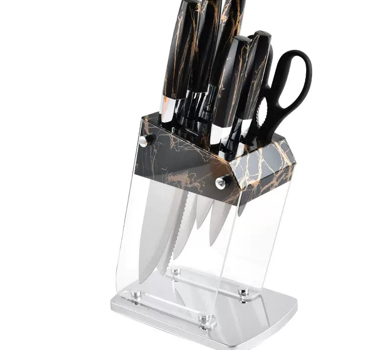 Large transparent holder space saver knife storage with clear barrel