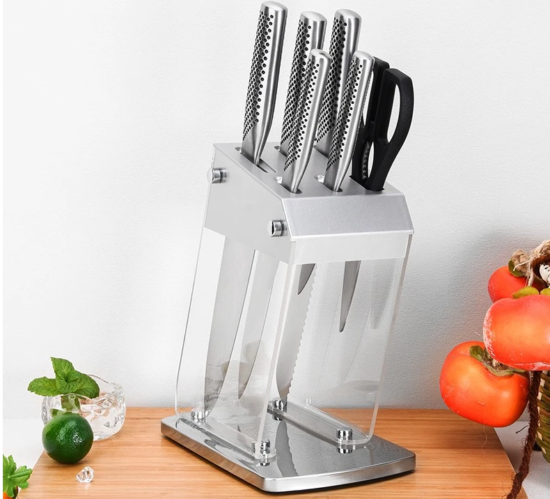 Large transparent holder space saver knife storage with clear barrel
