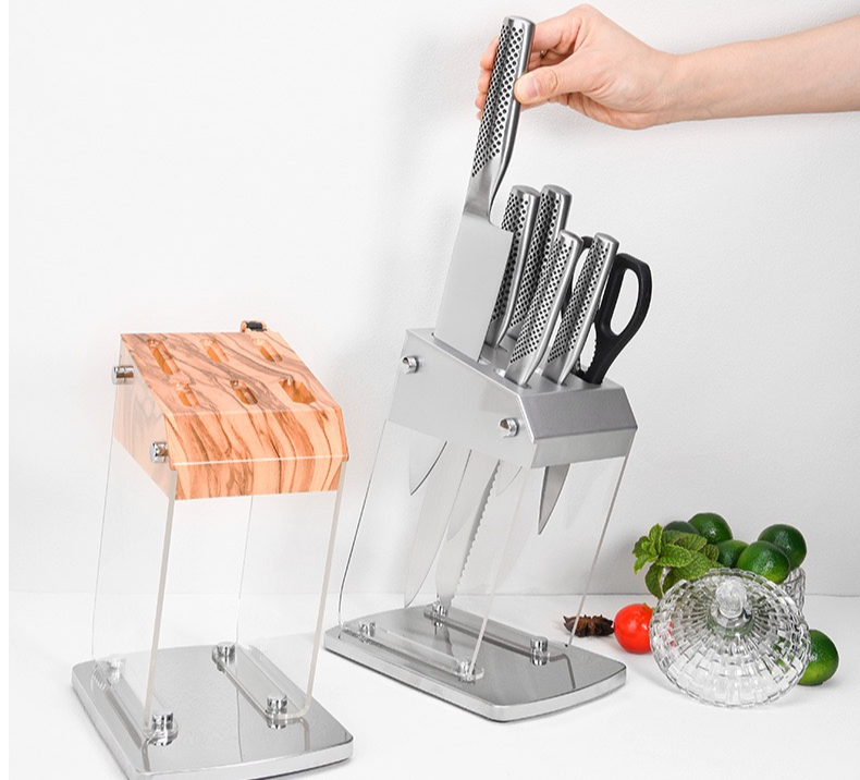 Large transparent holder space saver knife storage with clear barrel