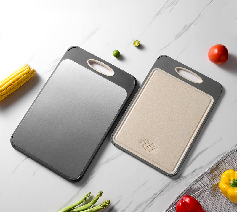 HYS2209 Wheat Straw+TPR Cutting Board for Kitchen, Non Slip Handles-Reversible, Large Chopping Board