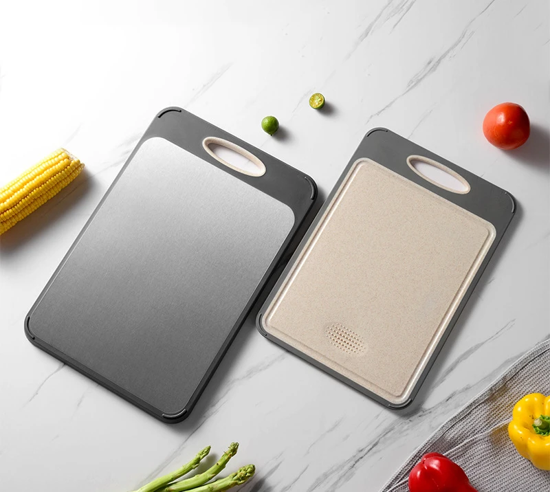 HYS2209 Wheat Straw+TPR Cutting Board for Kitchen, Non Slip Handles-Reversible, Large Chopping Board