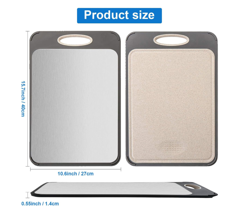 HYS2209 Wheat Straw+TPR Cutting Board for Kitchen, Non Slip Handles-Reversible, Large Chopping Board