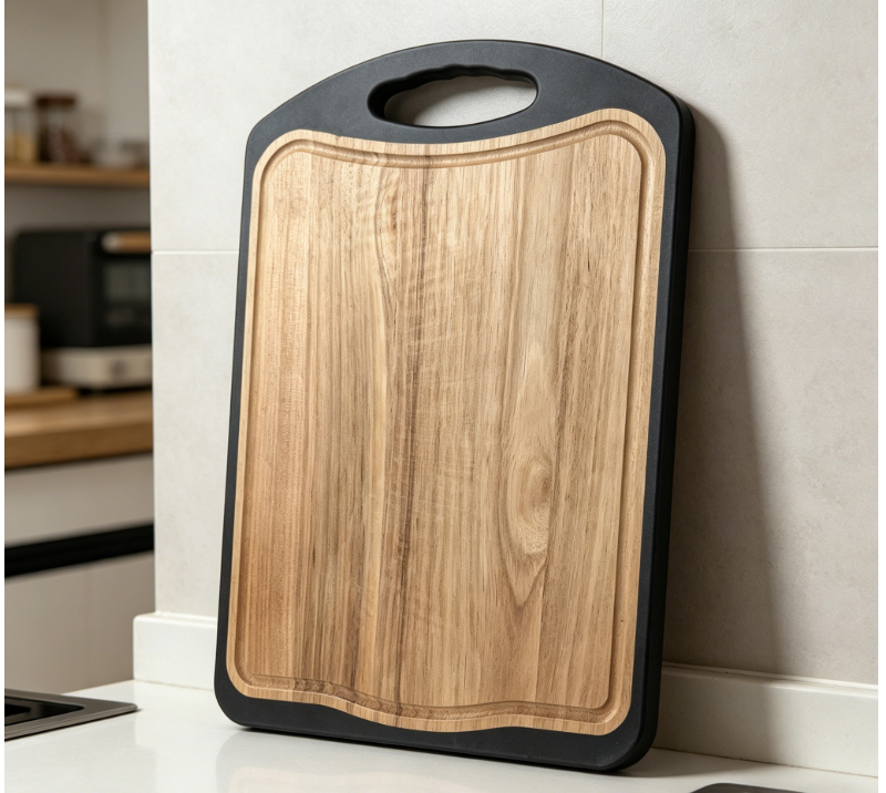 JH3329 Acacia wood+430 Steel Cutting Board/Reversible, Large Chopping Board
