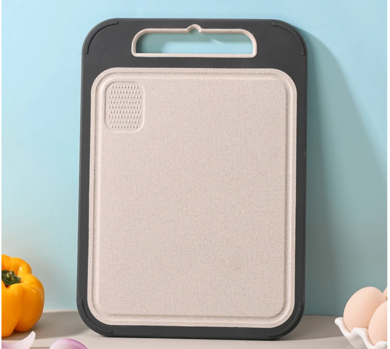 QJ4007 304 Steel Double-Sided Kitchen Chopping Board with Garlic Grinder & Hanging Hole