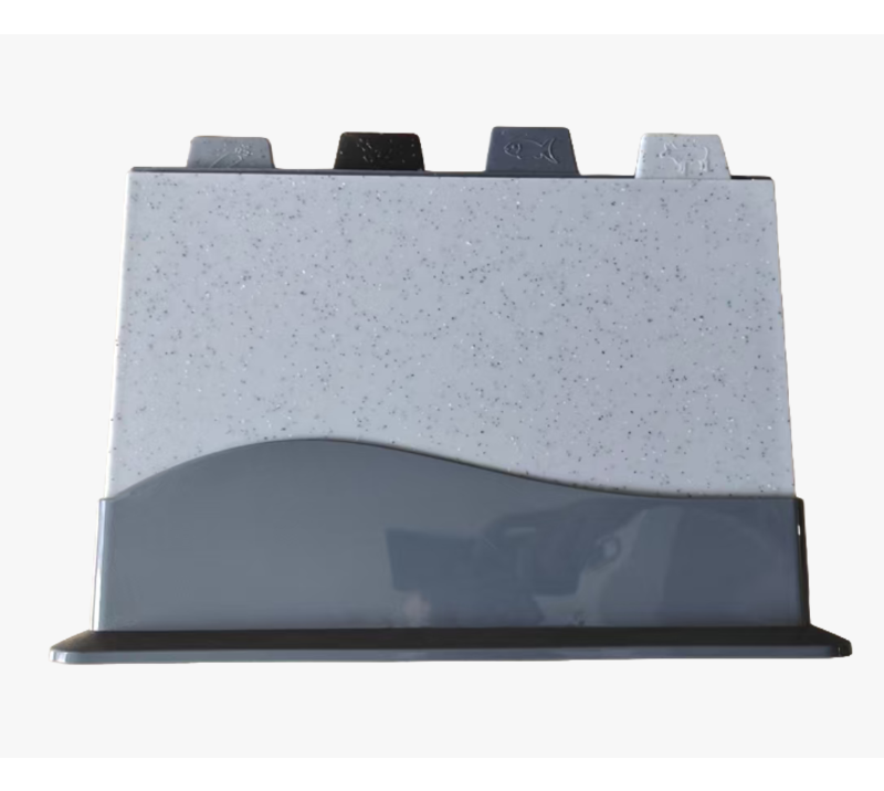 QJ4016 Reversible Kitchen Cutting Board Set of 5, PP plastic Chopping Board with Stand Set