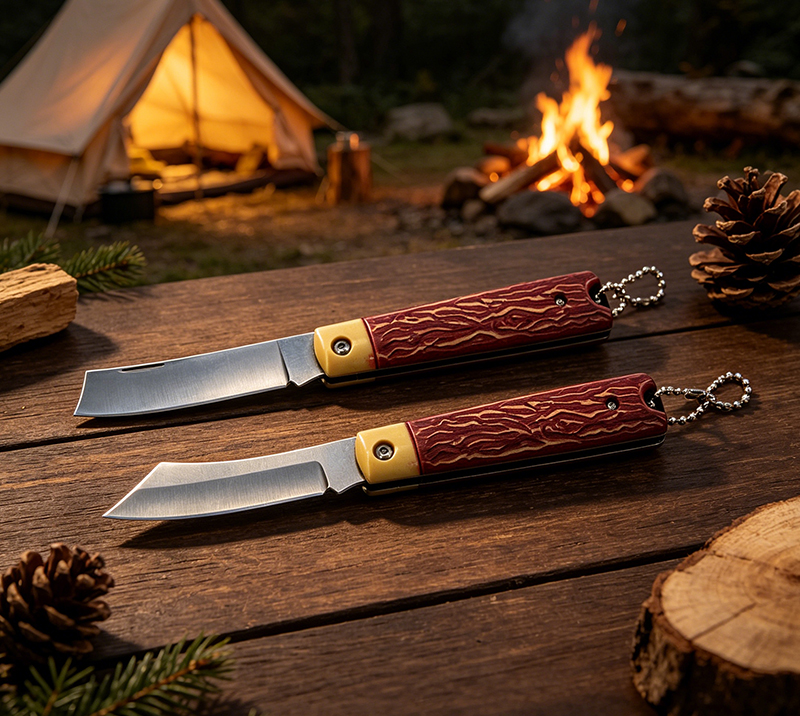 Portable EDC Folding Knives for Camping & Daily Use/Outdoor knife with wood grain plastic handle