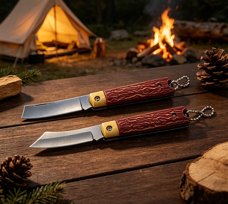 Portable EDC Folding Knives for Camping & Daily Use/Outdoor knife with wood grain plastic handle