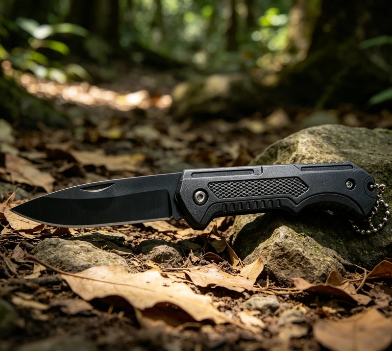 Folding Outdoor Pocket Knife - Stainless Steel Blade, Non-Slip Grip, Lightweight for Camping, Hiking