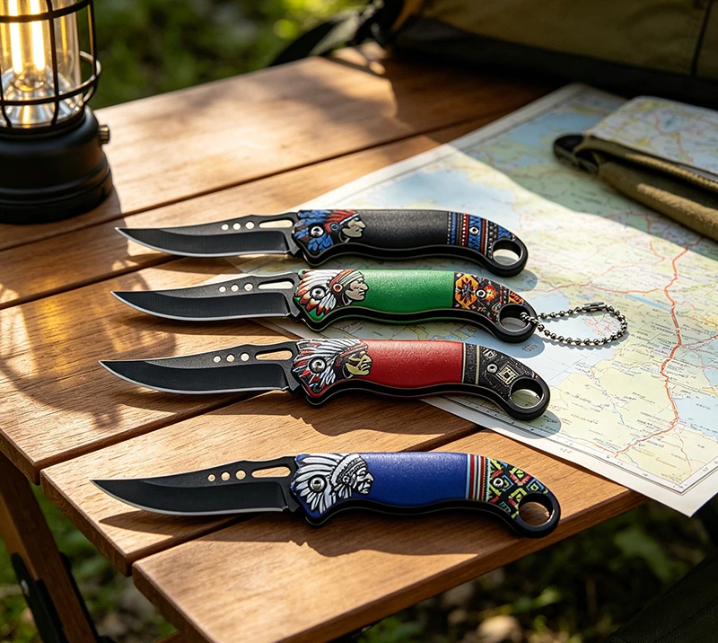 Camping & Hiking Tribal Pocket Knives - Durable Native American Pattern Handles