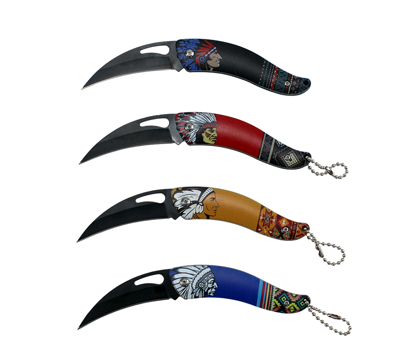 Outdoor Tribal Karambit Folding Knives/Colorful Karambit Knives with Tribal Art