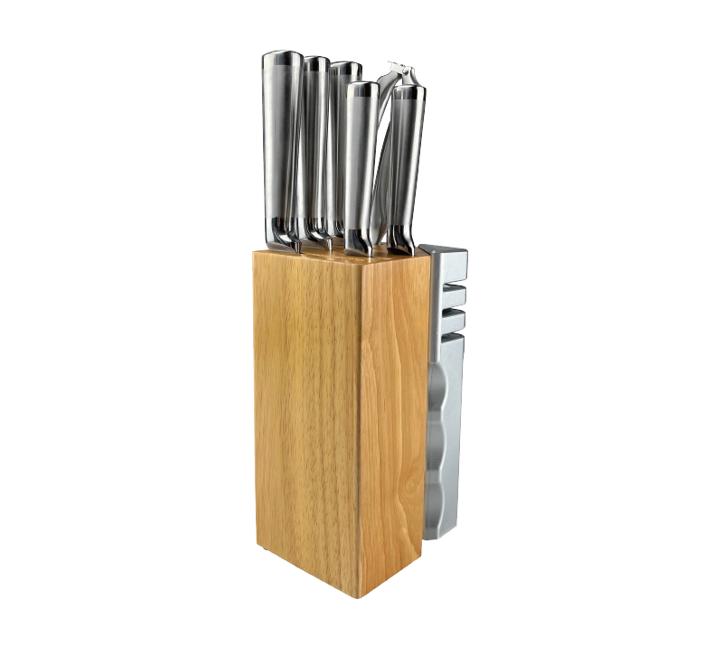 D-D007B 8PCS High Carbon Stainless Steel Kitchen Knife Set with Square Wooden block